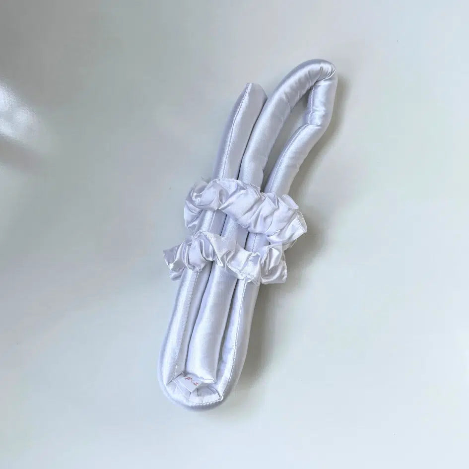 Ensemble Luxe Satin - Bandeau et Chouchous Anti-Casse Blanc