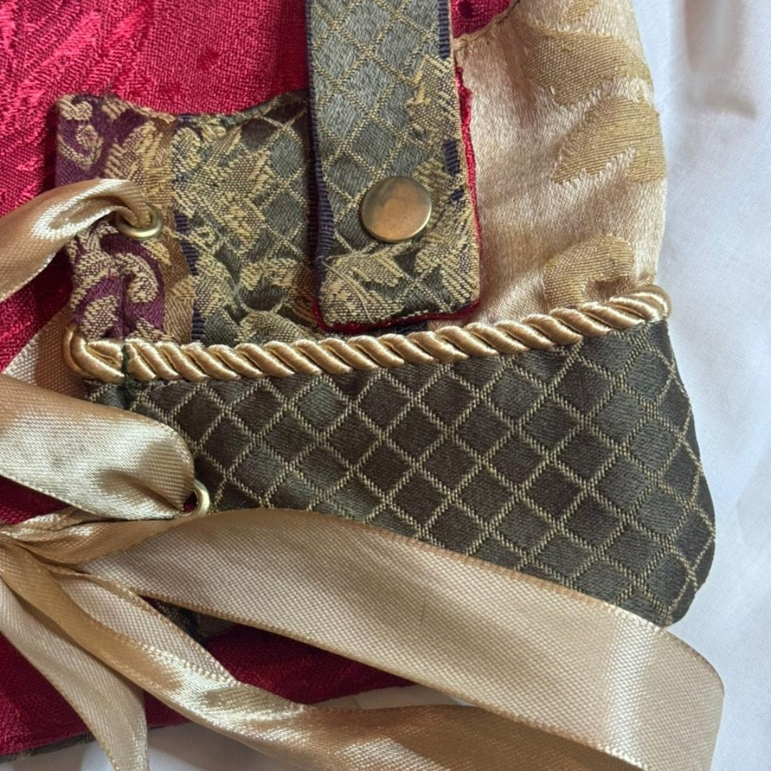 Ensemble vintage SYMPHONIE Haut & Jupe dorés avec finitions rayures dorées