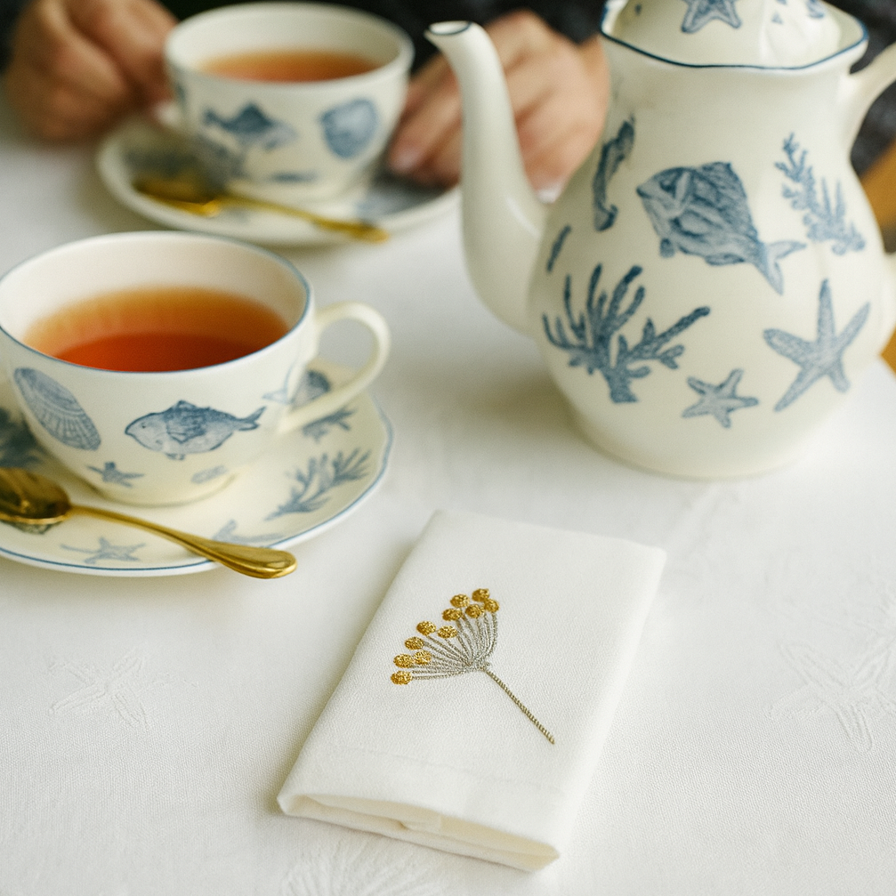 Serviettes à thé brodées au motif de Mashmoum