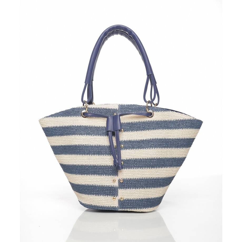sac à main chic rayé bleu profond pour un style élégant