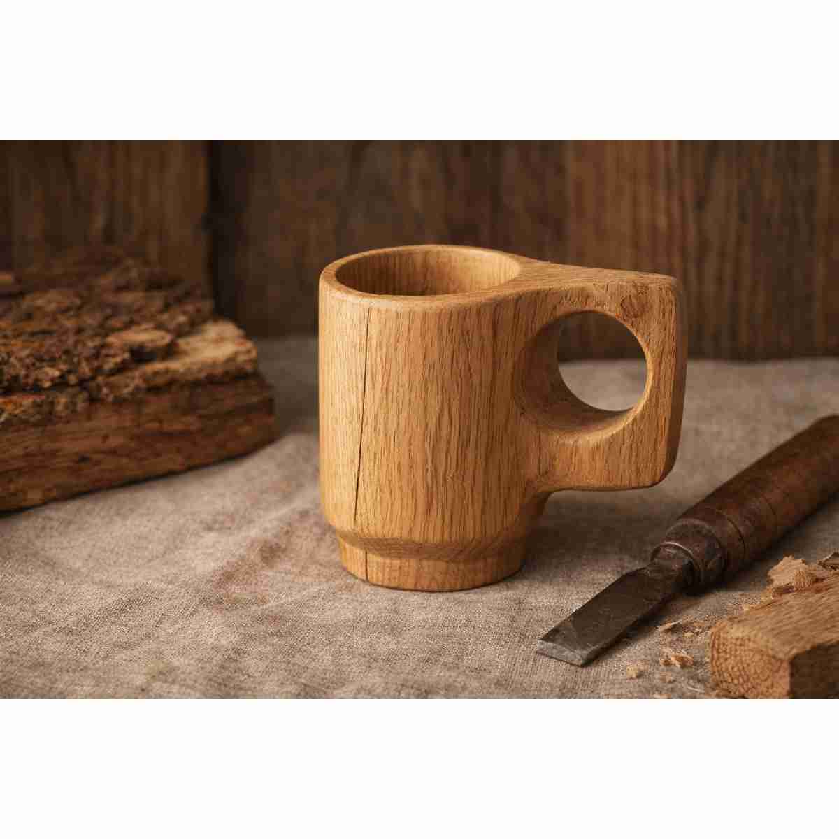 Mug en bois artisanal pour une expérience café inoubliable