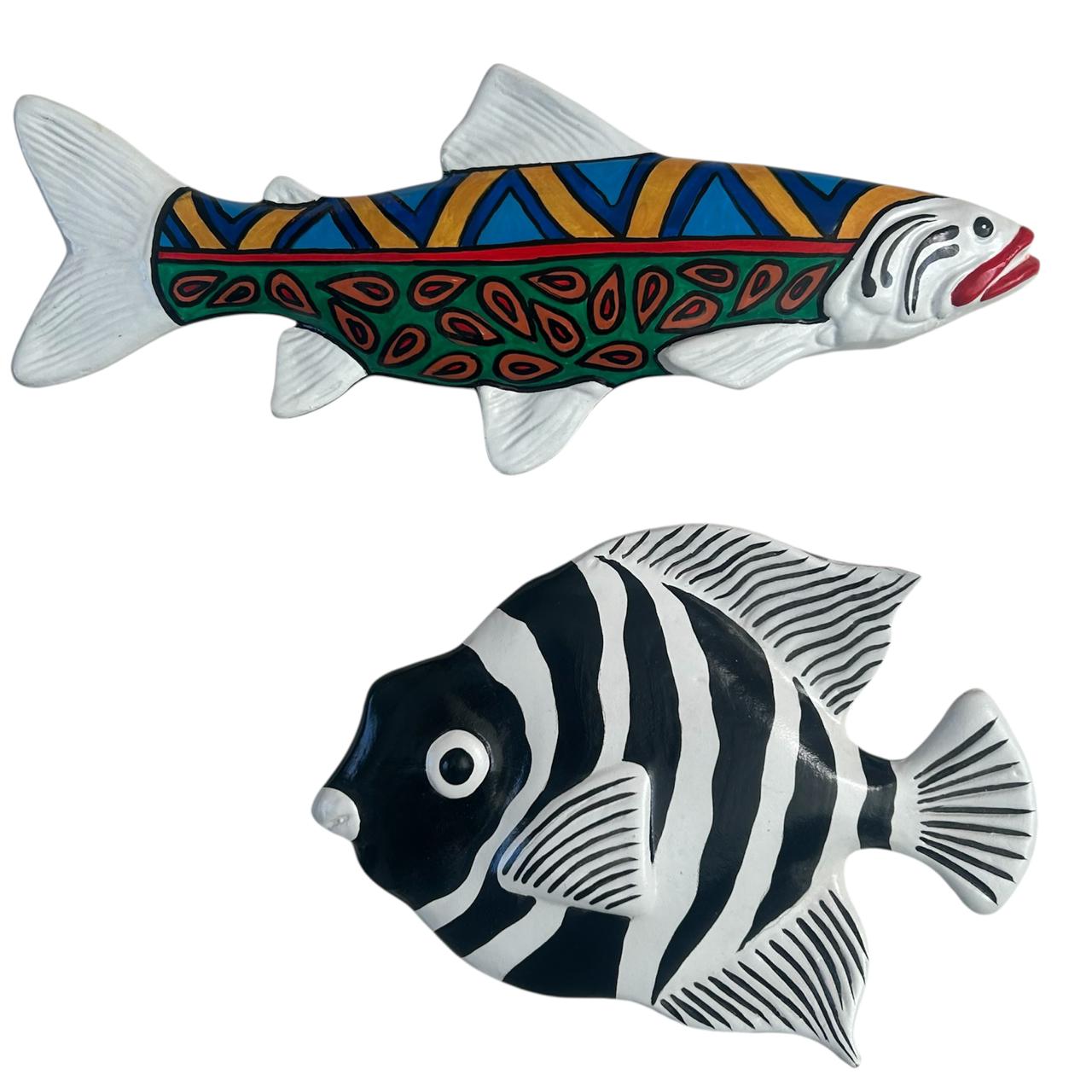 Objet déco poisson mural en céramique