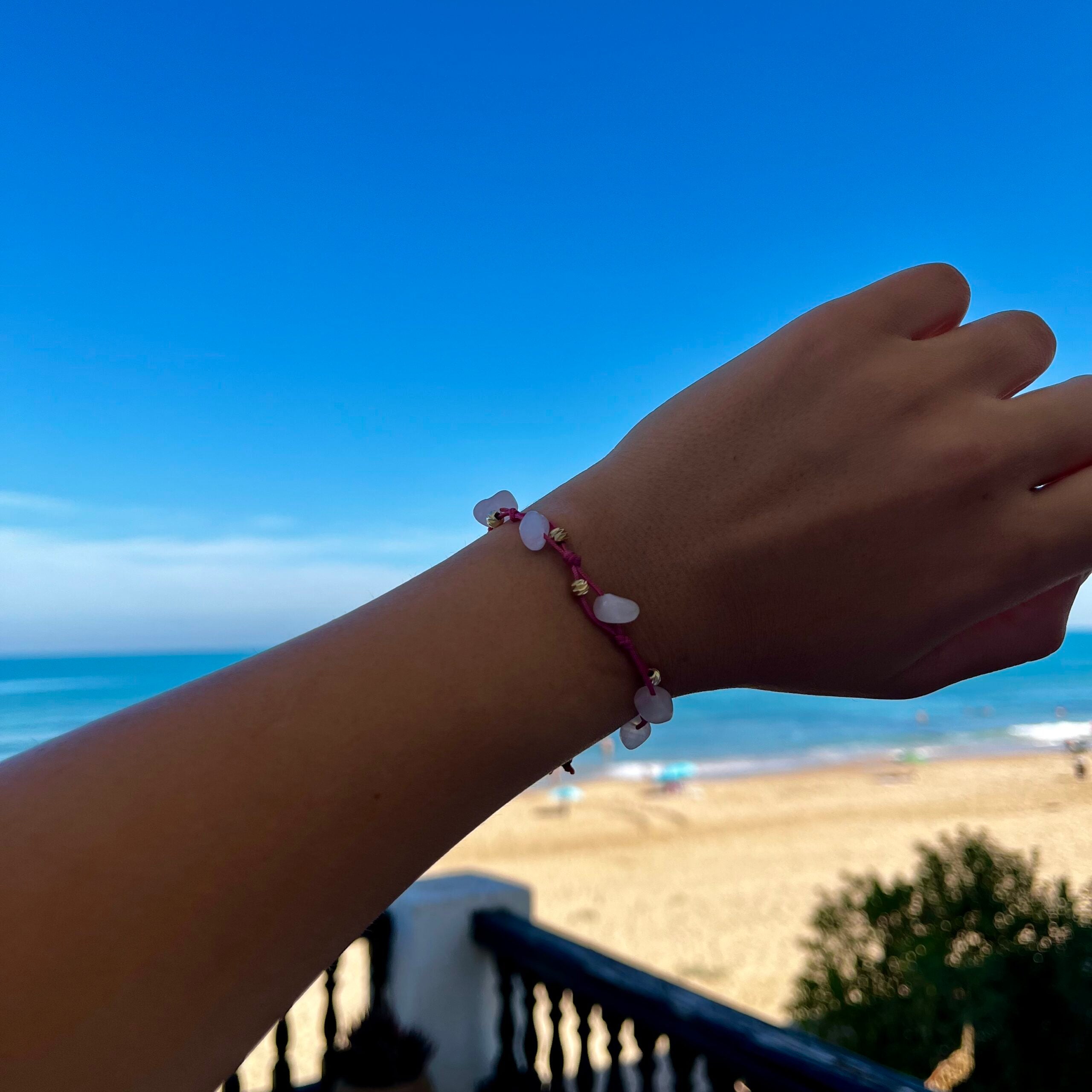 Bracelet ajustable en pierre rose pour un style unique et chic