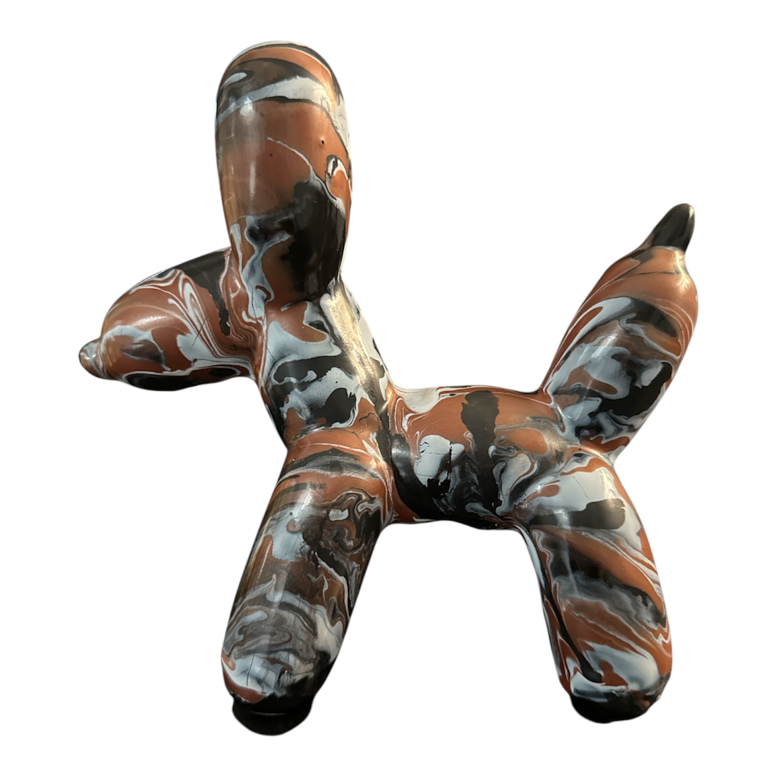 Sculpture Dog Design en Céramique – Édition Artistique Rouge, Noir & Blanc (12 cm)