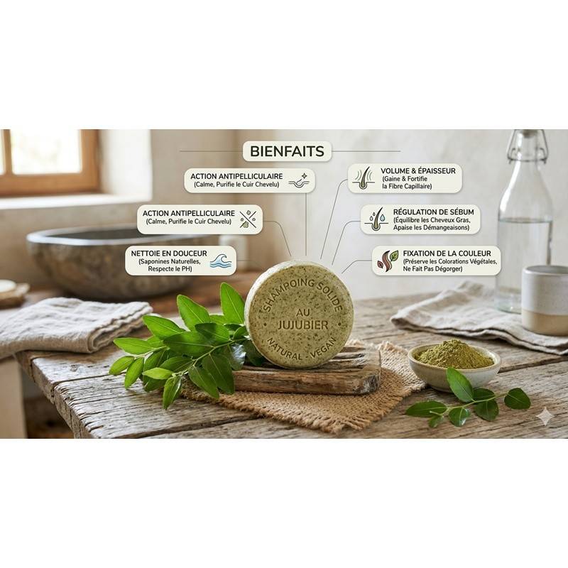 Shampoing solide Jujubier pour des cheveux éclatants et sains