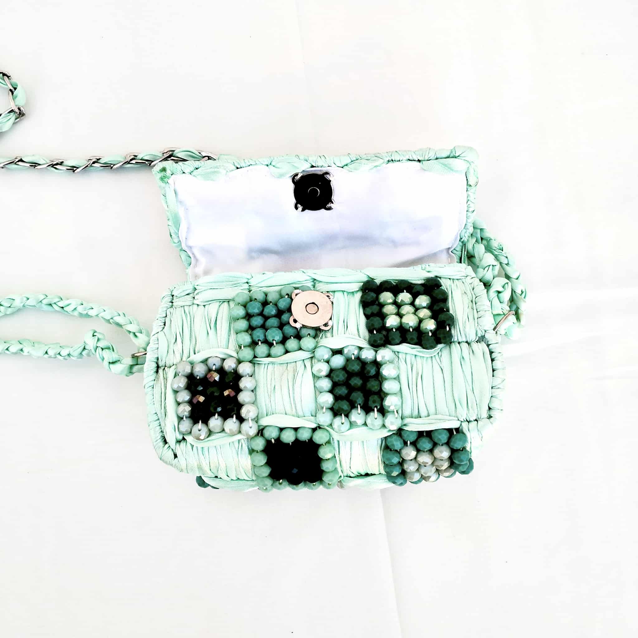 Sac de Soirée Vert Pastel – Fait Main & Recyclé