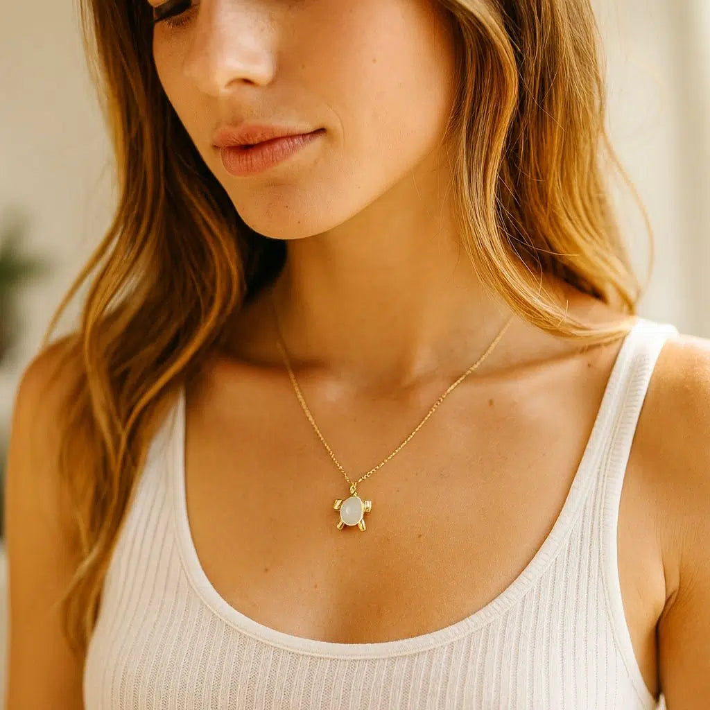 Collier tortue chaine en acier inoxydable