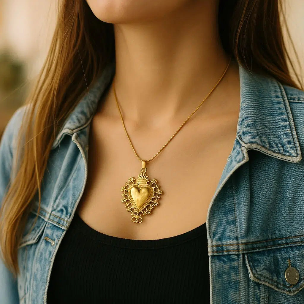 Collier cœur en acier inoxydable