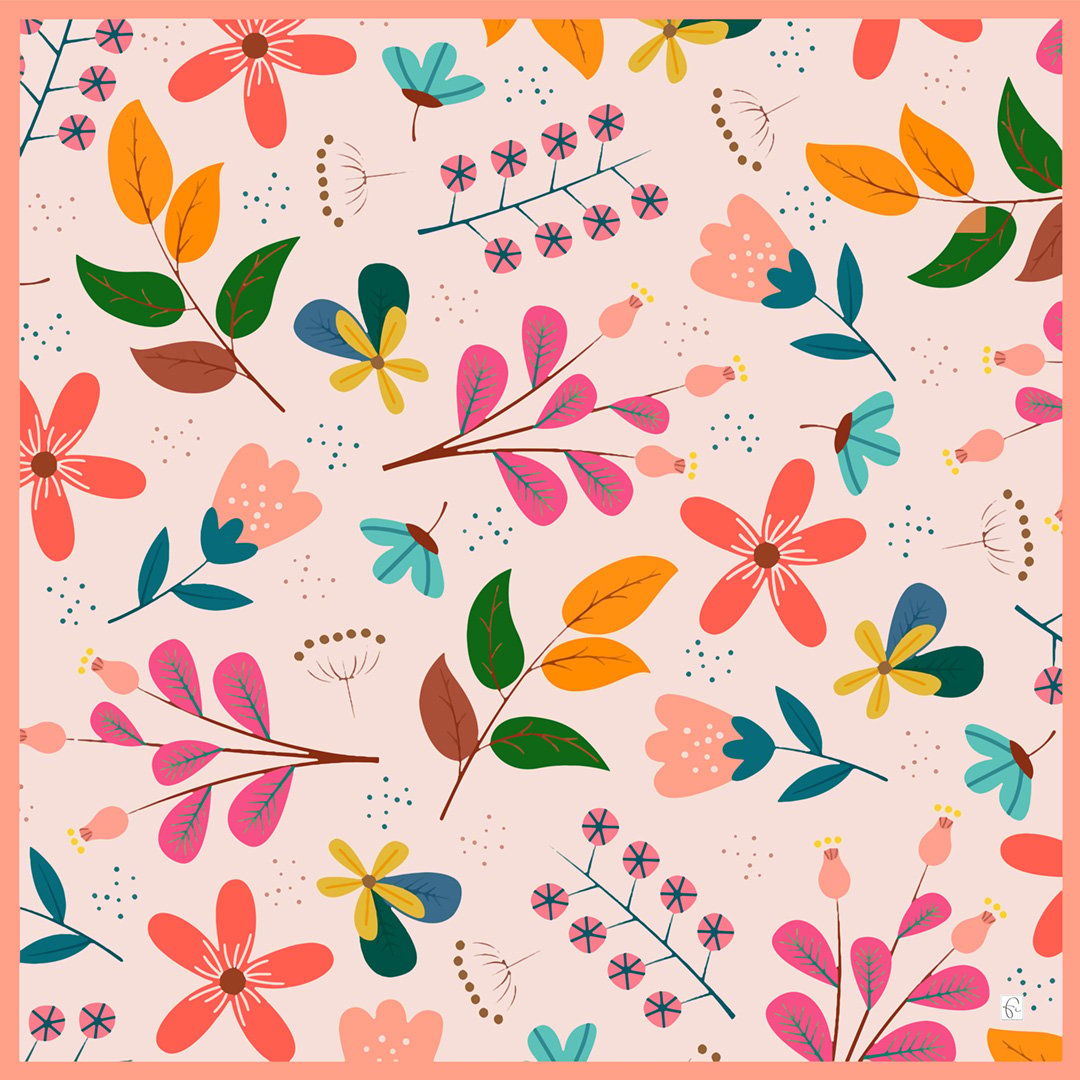 Foulard en soie naturelle en bleu "Full of imagination" - artisanat Tunisien fait main | ILEYCOM