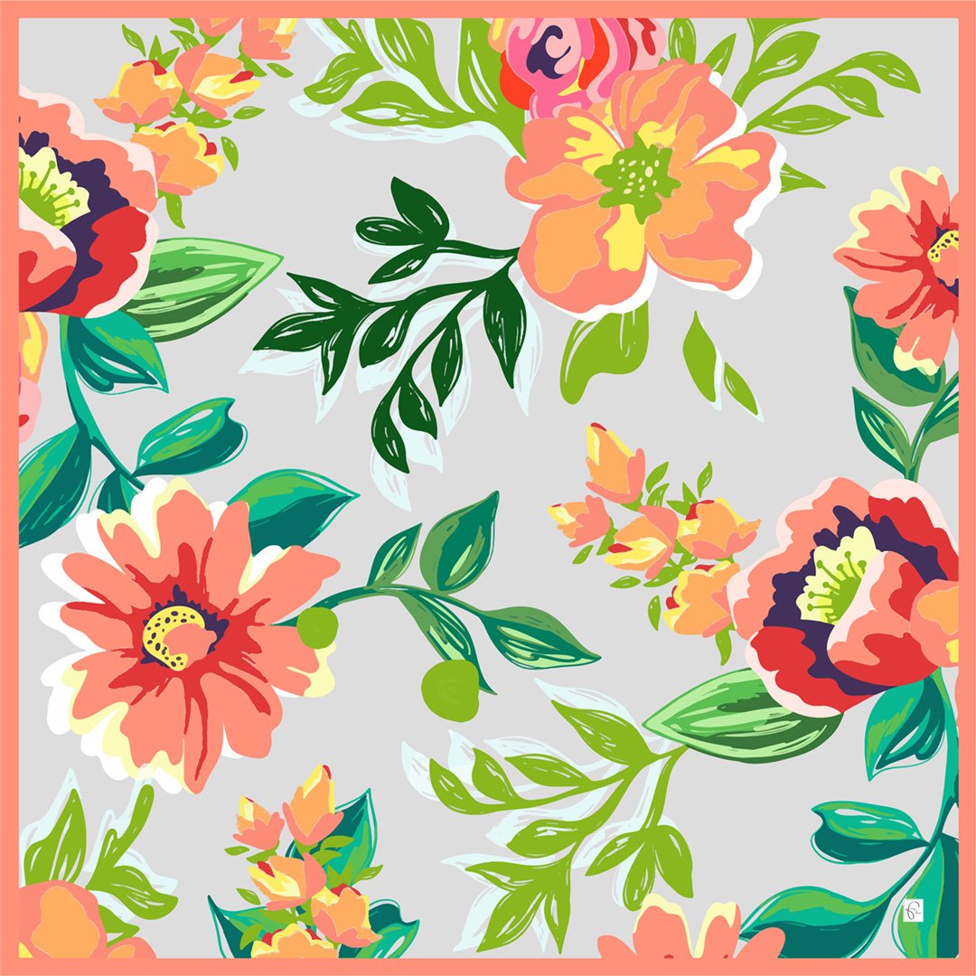 Foulard en soie naturelle Fairy tales idyll en orange - artisanat Tunisien fait main | ILEYCOM