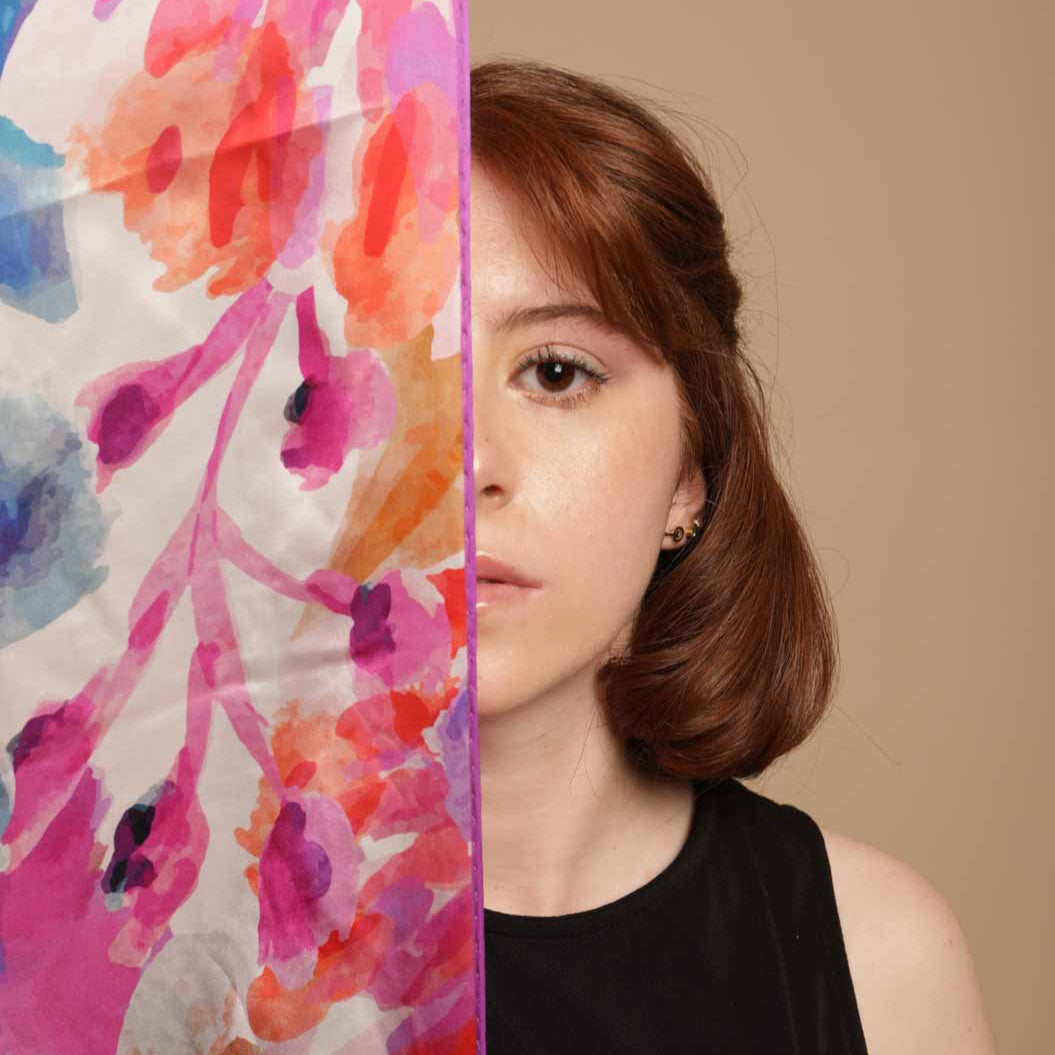 Foulard en soie naturelle Fancy instinct en lavande - artisanat Tunisien fait main | ILEYCOM
