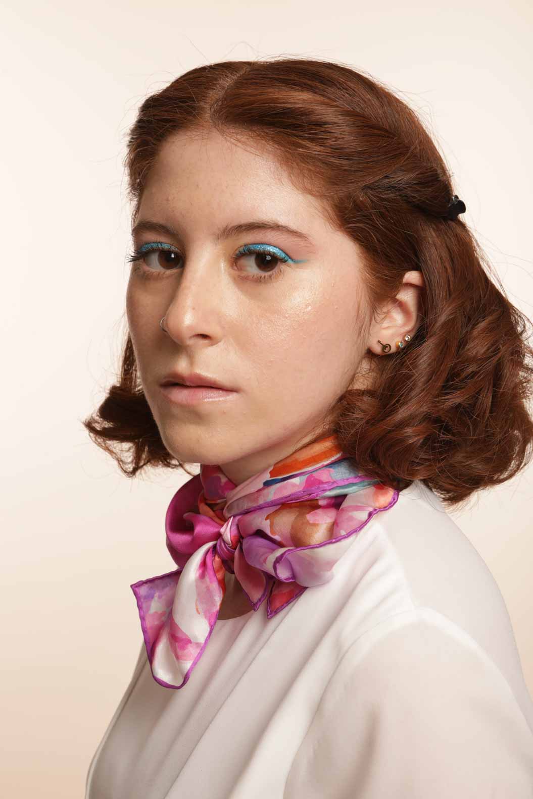 Foulard en soie naturelle Fancy instinct en lavande - artisanat Tunisien fait main | ILEYCOM