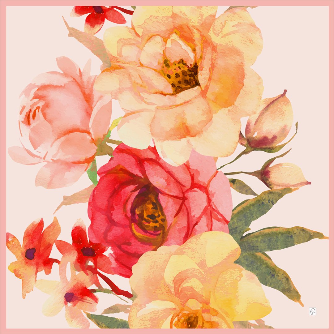 Foulard rouge et jaune en soie naturelle "Falling in love" - artisanat Tunisien fait main | ILEYCOM