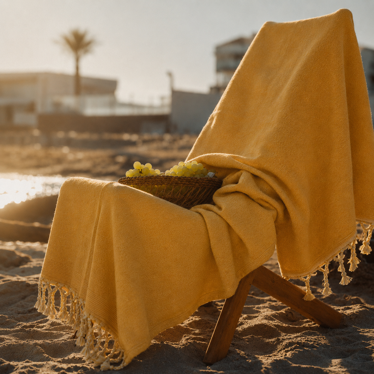 Fouta éponge jaune