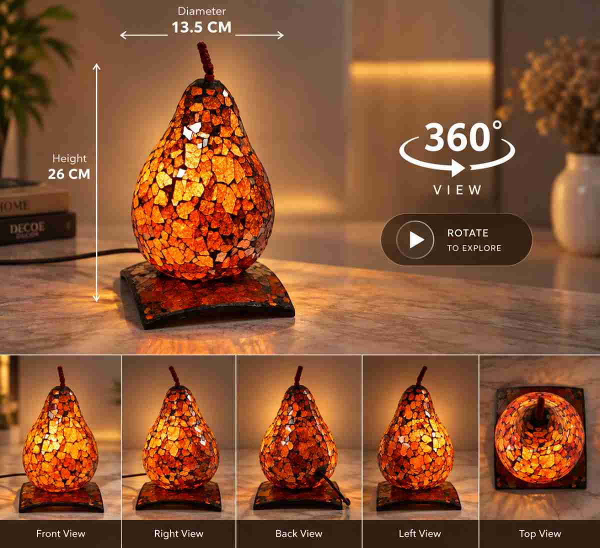 Lampe mosaïque artisanale unique pour un éclairage exquis