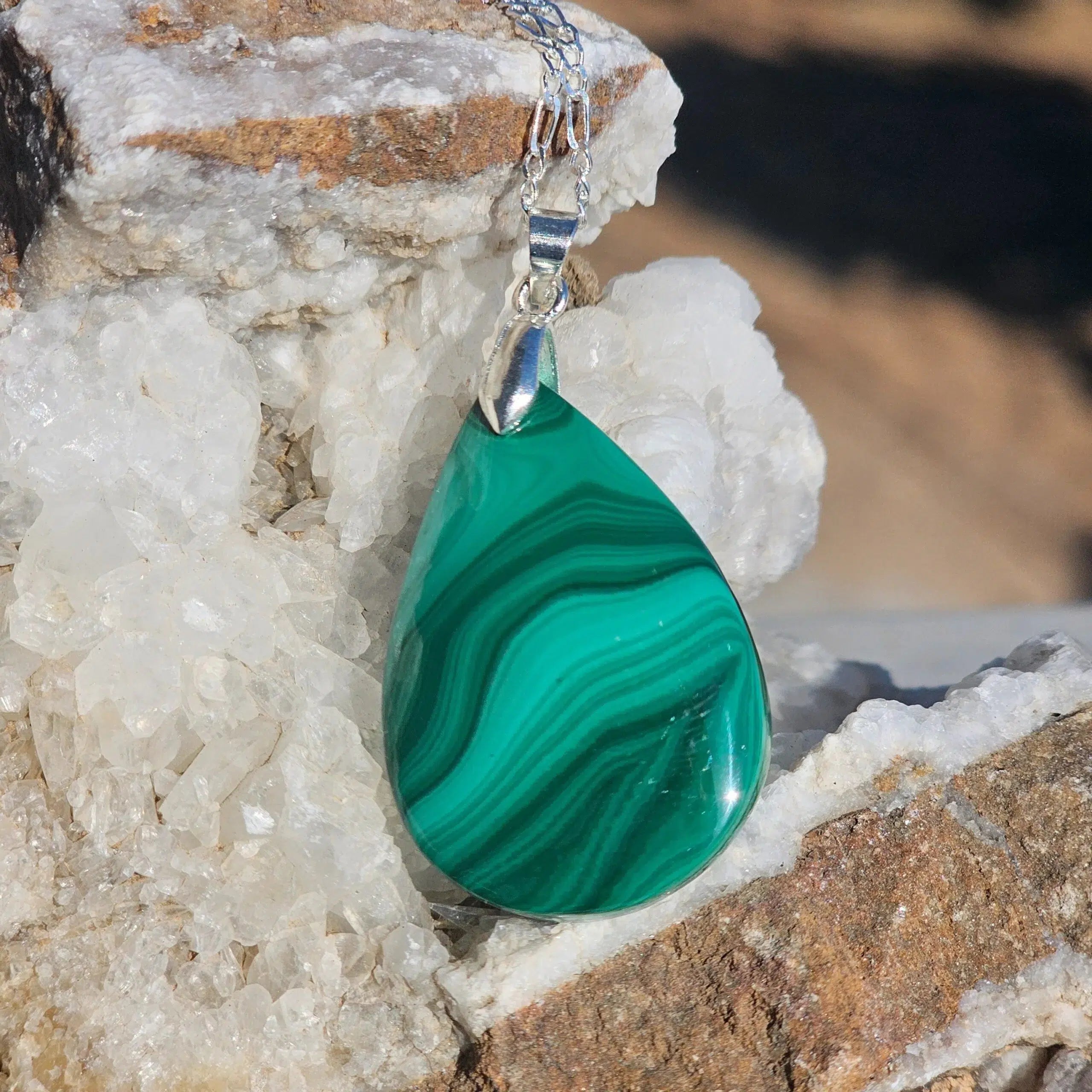 Collier Élégance Malachite en Argent 925 - Créativité et Protection