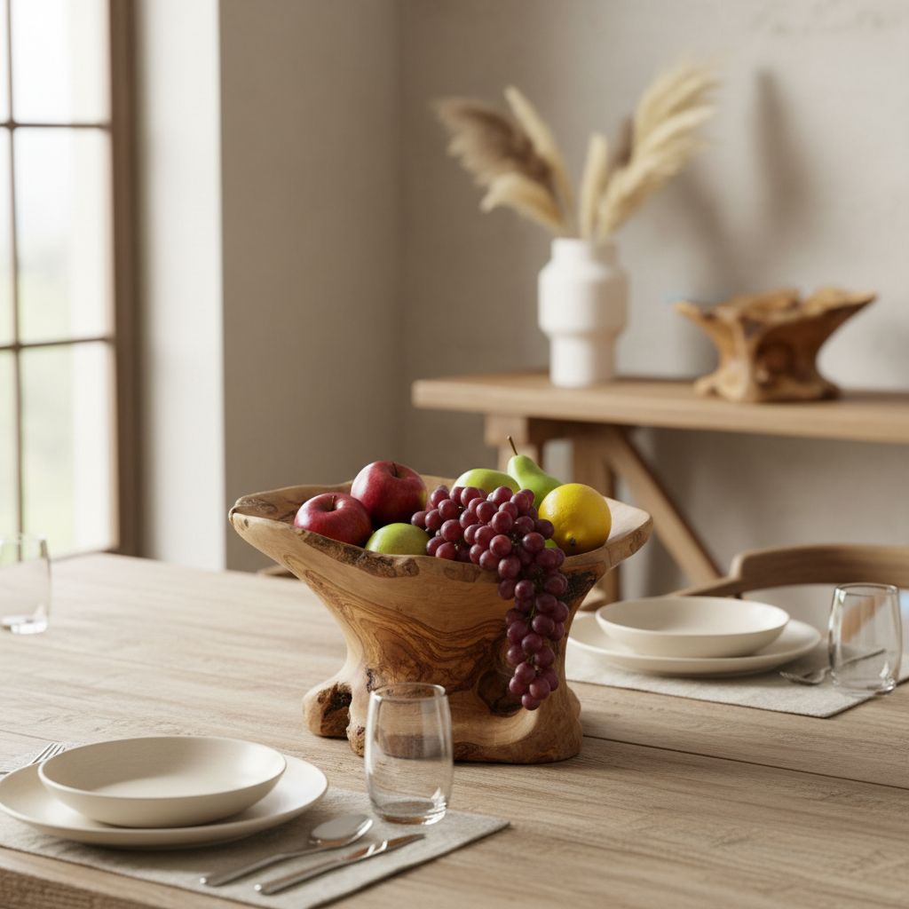 Corbeille bois artisanale en olivier design unique et élégant