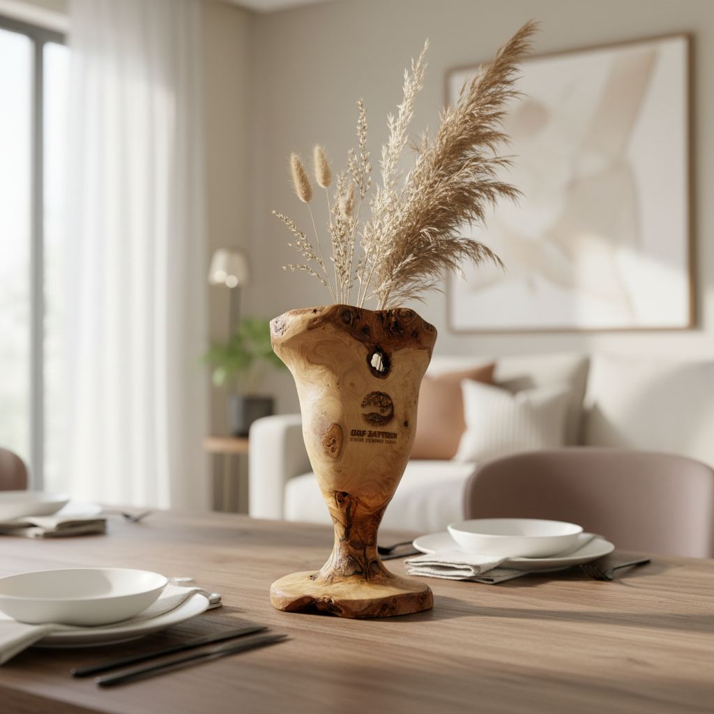 Vase en bois d'olivier artisanal pour une décoration élégante