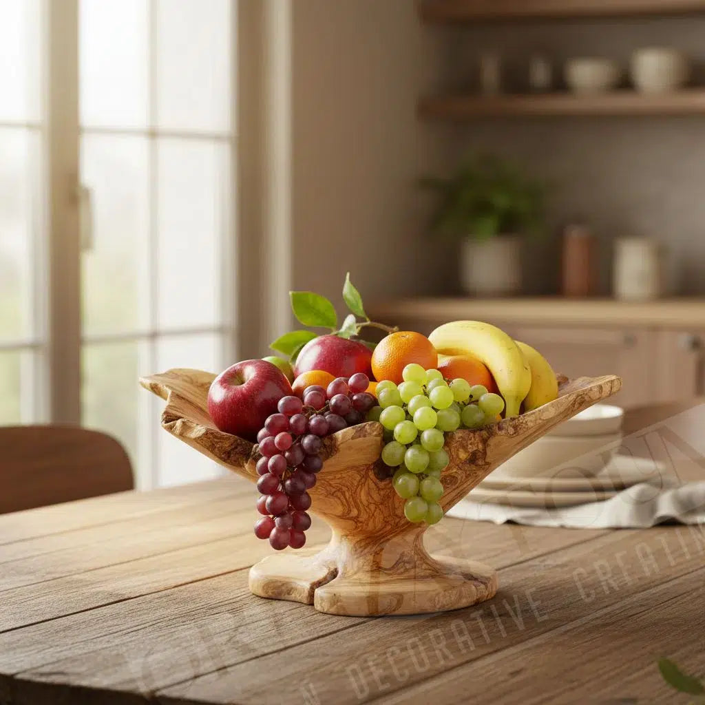 corbeille à fruits élégante en bois d'olivier qualité premium