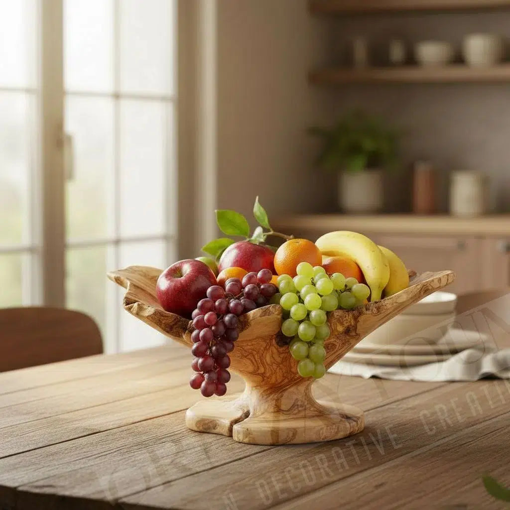 corbeille à fruits élégante en bois d'olivier qualité premium