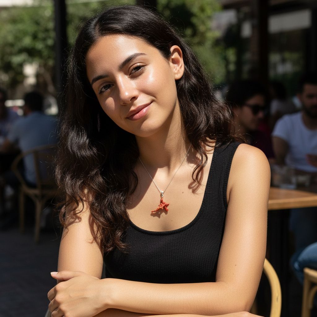 Collier corail rouge naturel argent 925