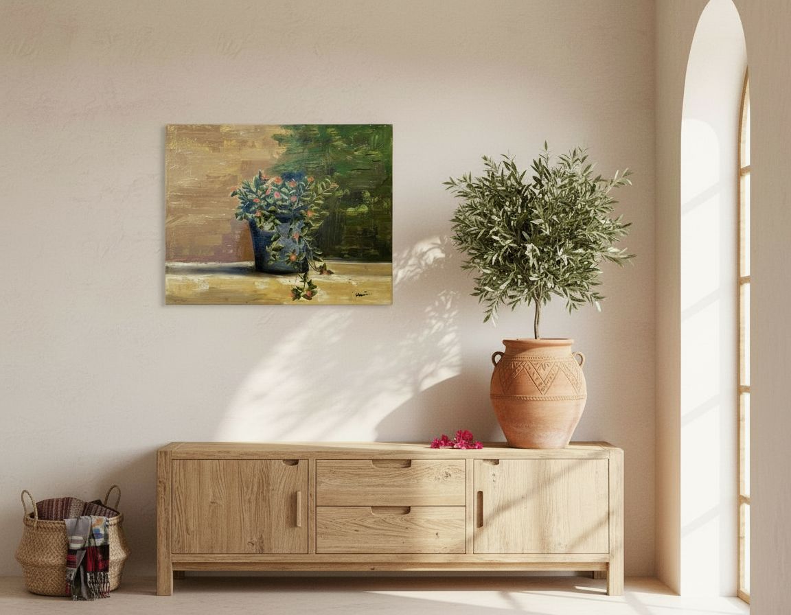 tableau méditerranéen unique pour un intérieur chaleureux et élégant