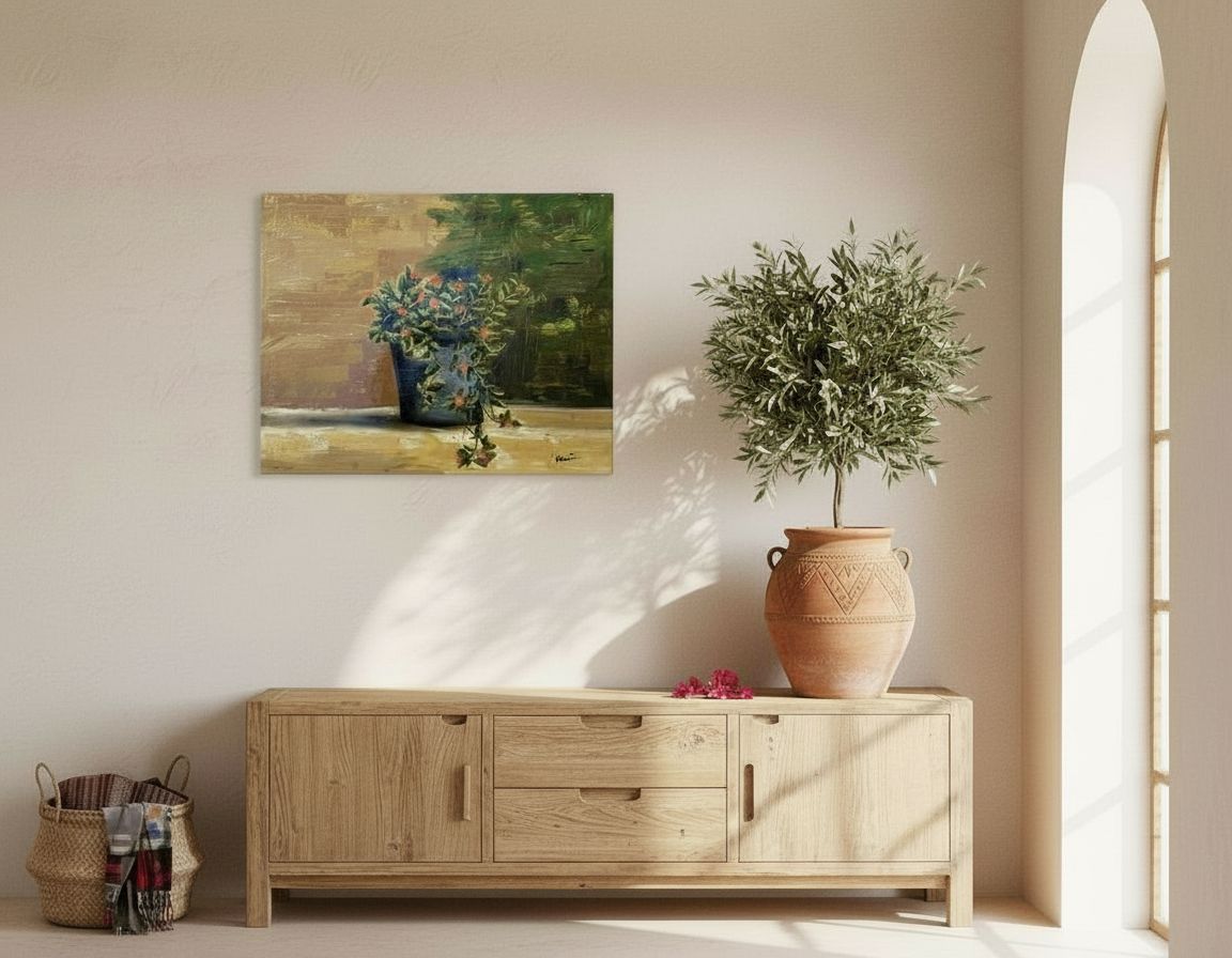 tableau méditerranéen unique pour un intérieur chaleureux et élégant