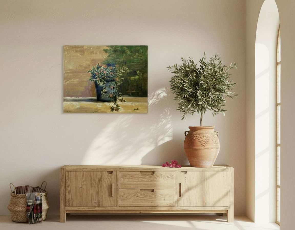 tableau méditerranéen unique pour un intérieur chaleureux et élégant