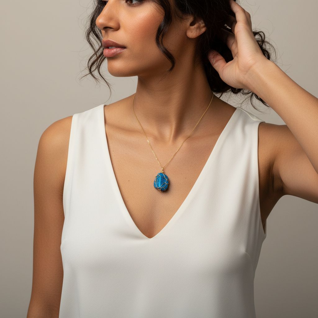 Collier Pendentif Turquoise Ciel en Argent et Or - Élégance Intemporelle