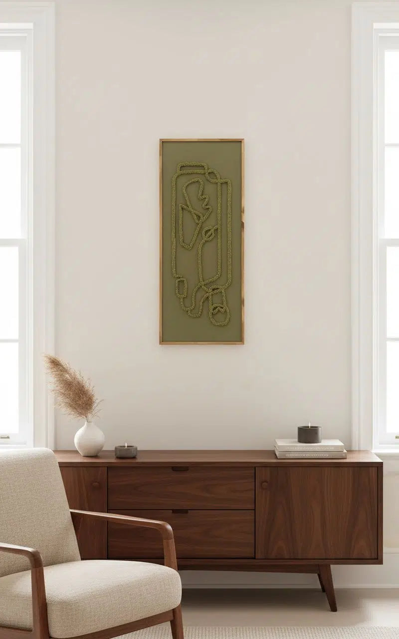 tableau brodé artisanal labyrinthe pour un intérieur élégant