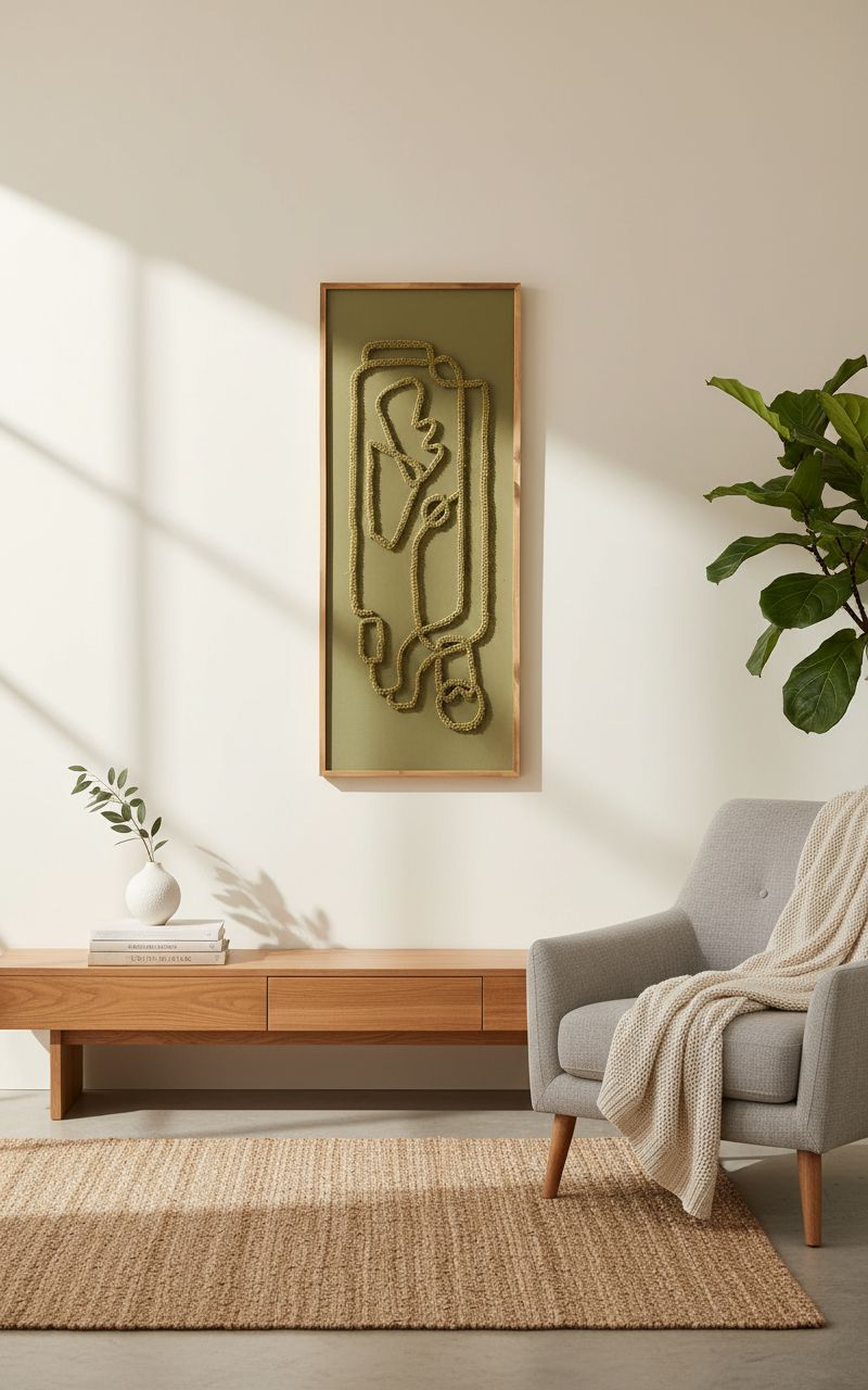 tableau brodé artisanal labyrinthe pour un intérieur élégant