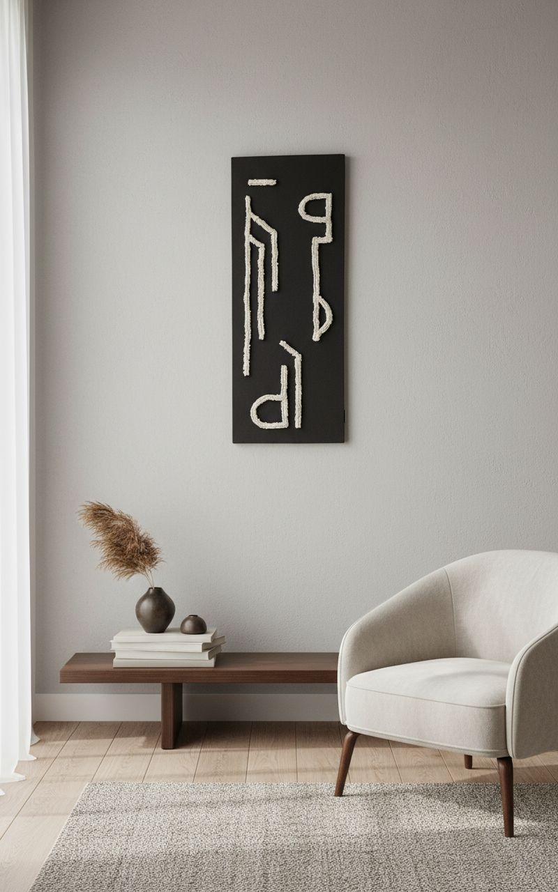 tableau abstrait élégant 40x100cm brodé à la main premium