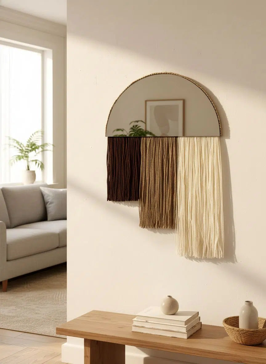 Miroir laine exclusif en demi cercle pour un intérieur élégant