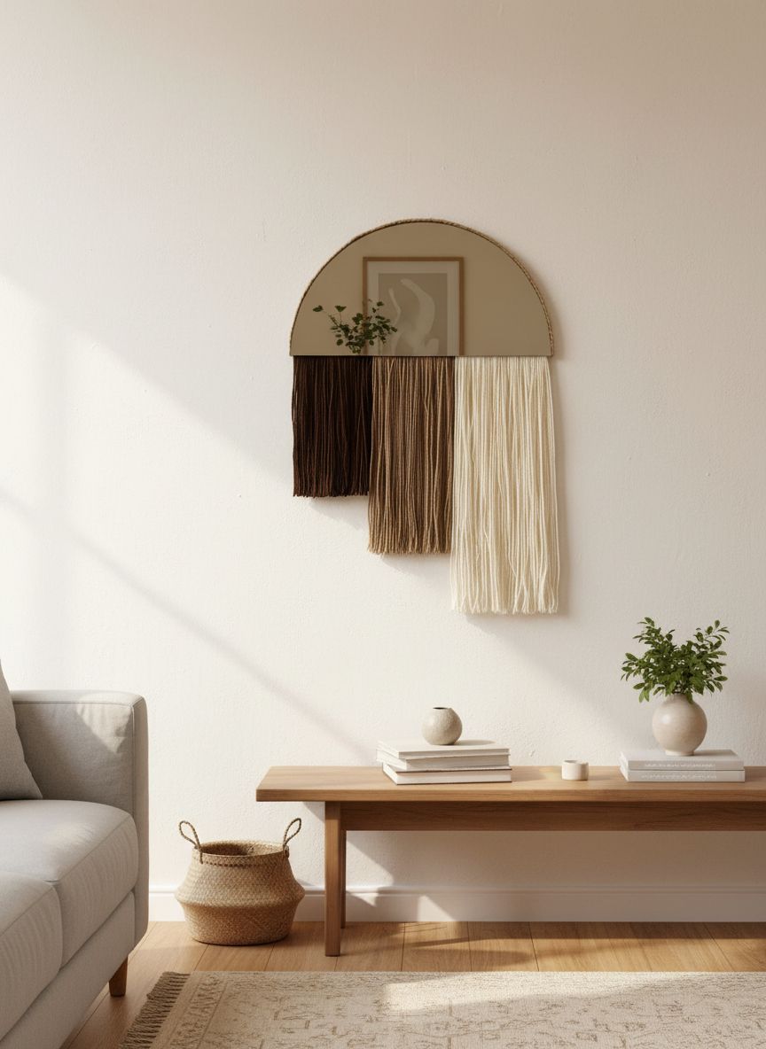 Miroir laine exclusif en demi cercle pour un intérieur élégant