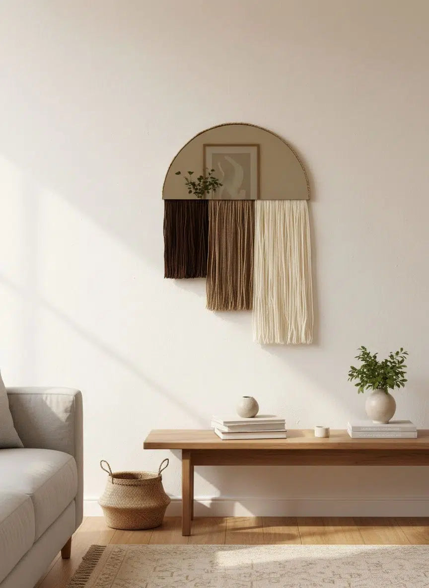 Miroir laine exclusif en demi cercle pour un intérieur élégant
