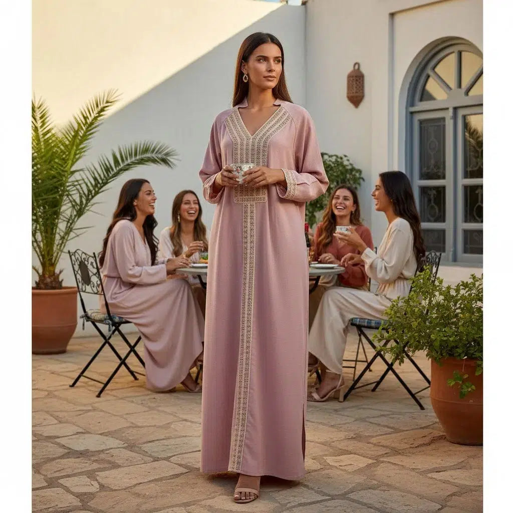 Kaftan rose chic et élégant pour un look irrésistible et unique