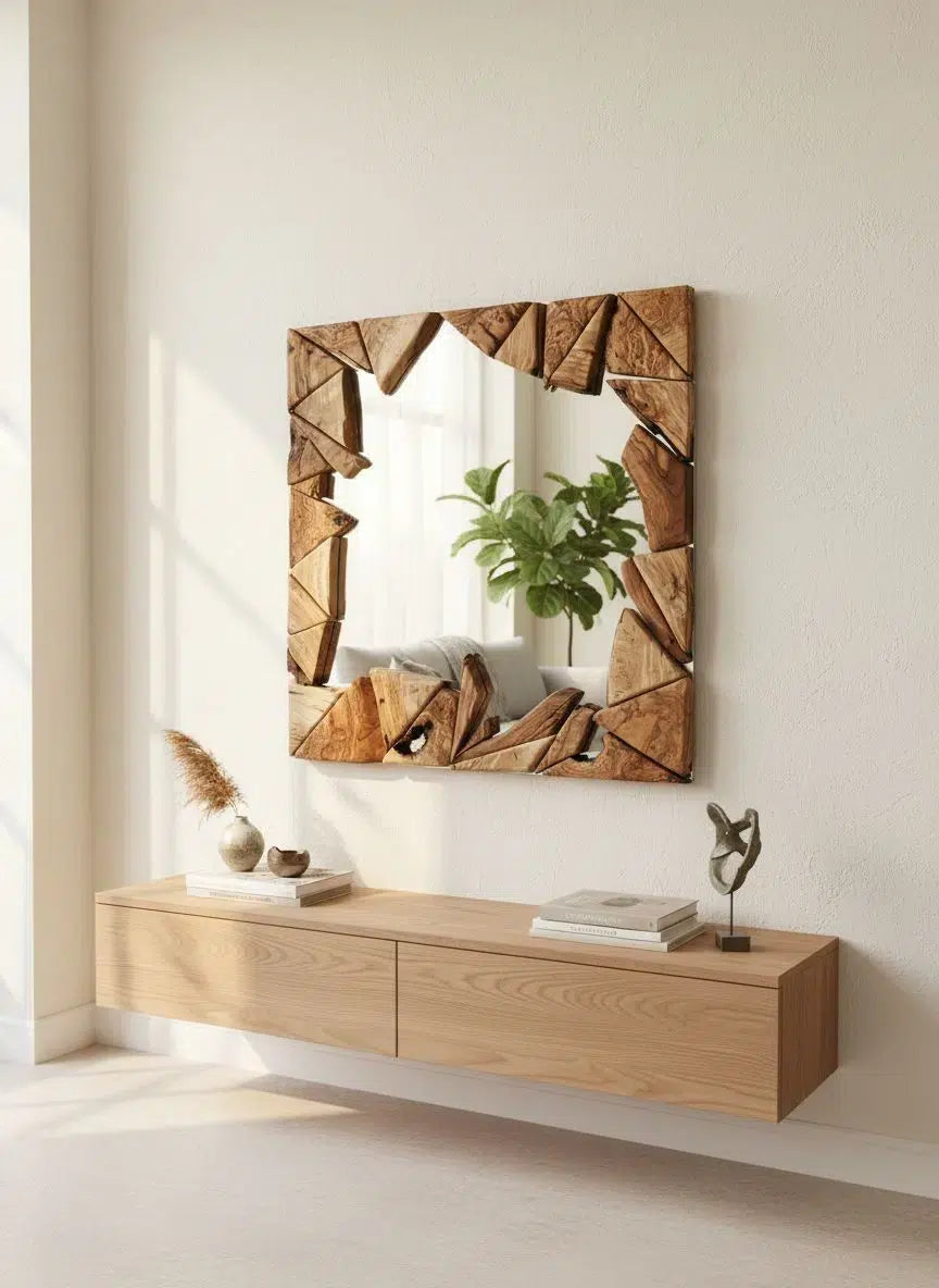 miroir bois artisanal en bois dolivier pour un intérieur unique