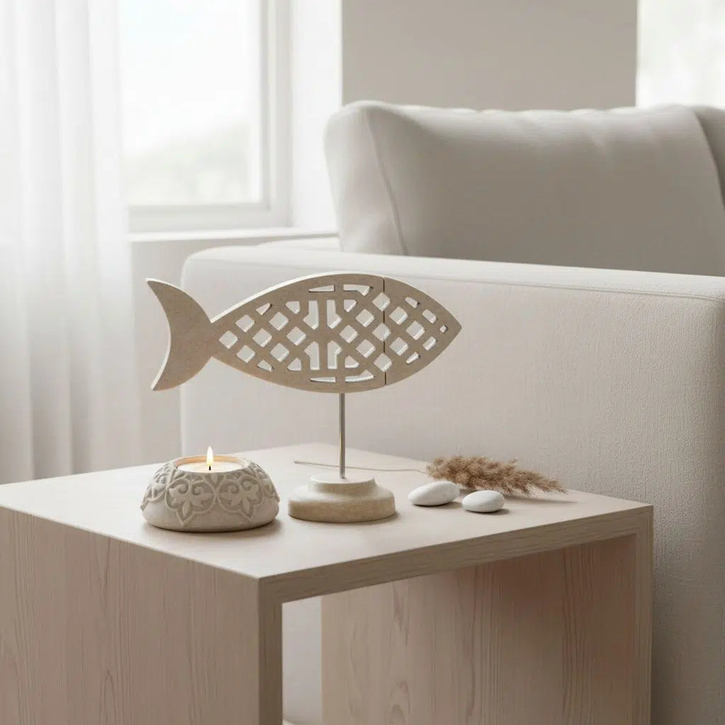 Coffret cadeau élégance intemporelle -Poisson sur tige + bougie décorative -
