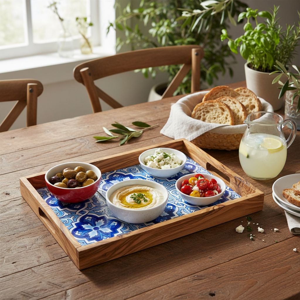 plateau en bois d'olivier pour réceptions élégantes et uniques