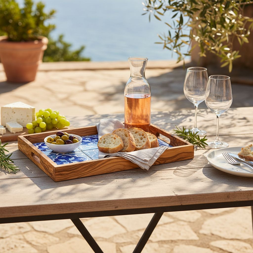 plateau en bois d'olivier pour réceptions élégantes et uniques