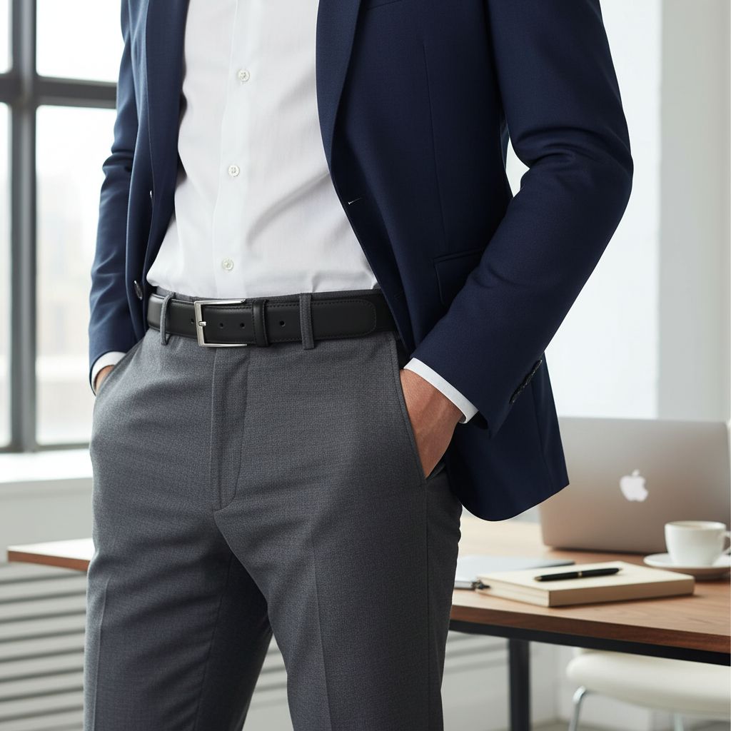 Ceinture noire minimaliste en cuir 100 pour cent tunisienne