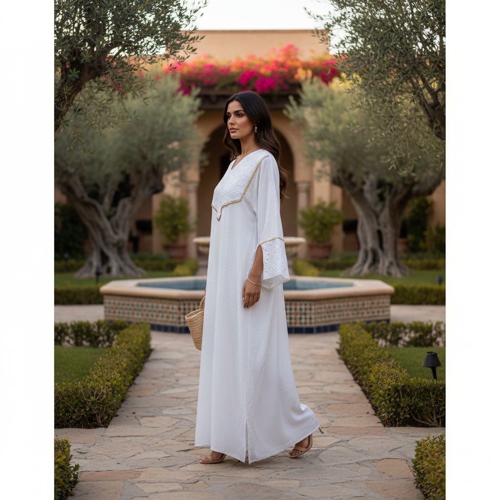 Kaftan blanc élégant pour des occasions uniques et raffinées