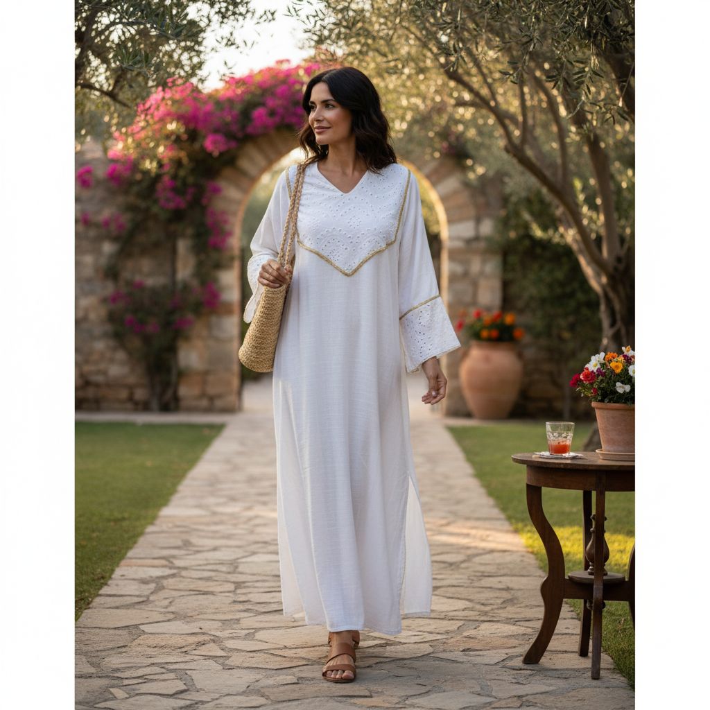 Kaftan blanc élégant pour des occasions uniques et raffinées