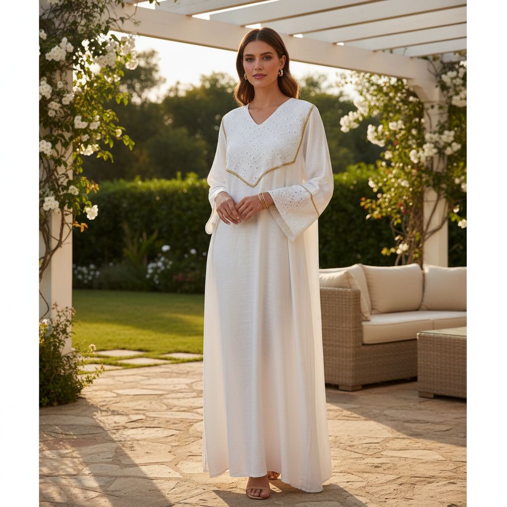 Kaftan blanc élégant pour des occasions uniques et raffinées