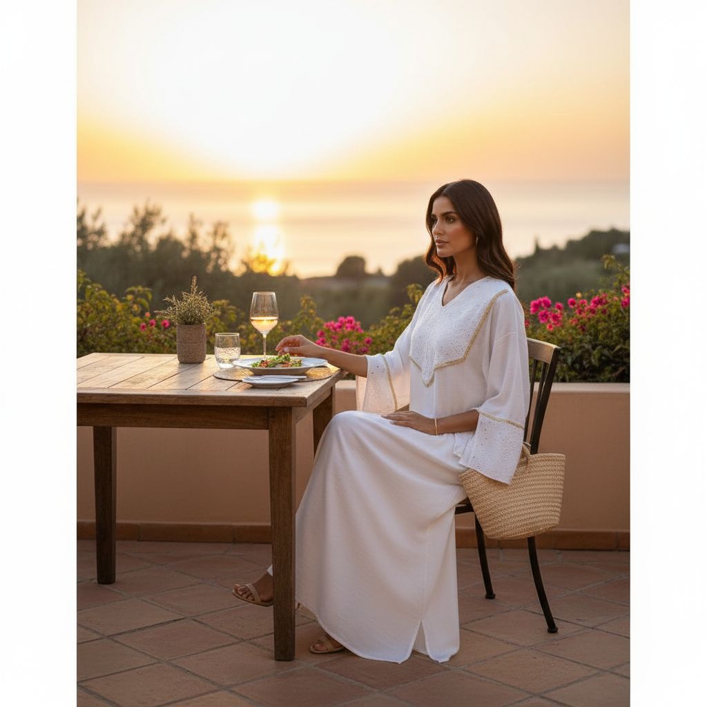 Kaftan blanc élégant pour des occasions uniques et raffinées