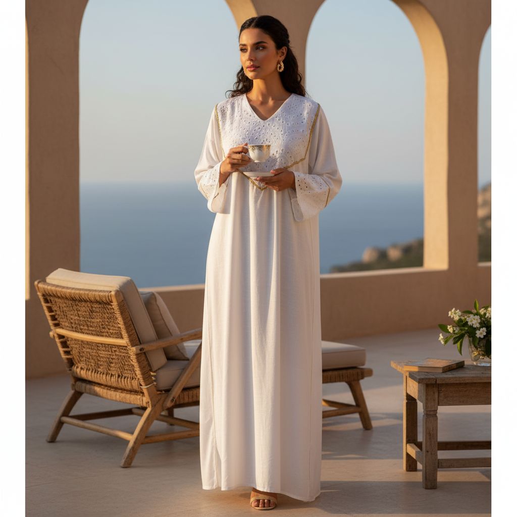 Kaftan blanc élégant pour des occasions uniques et raffinées