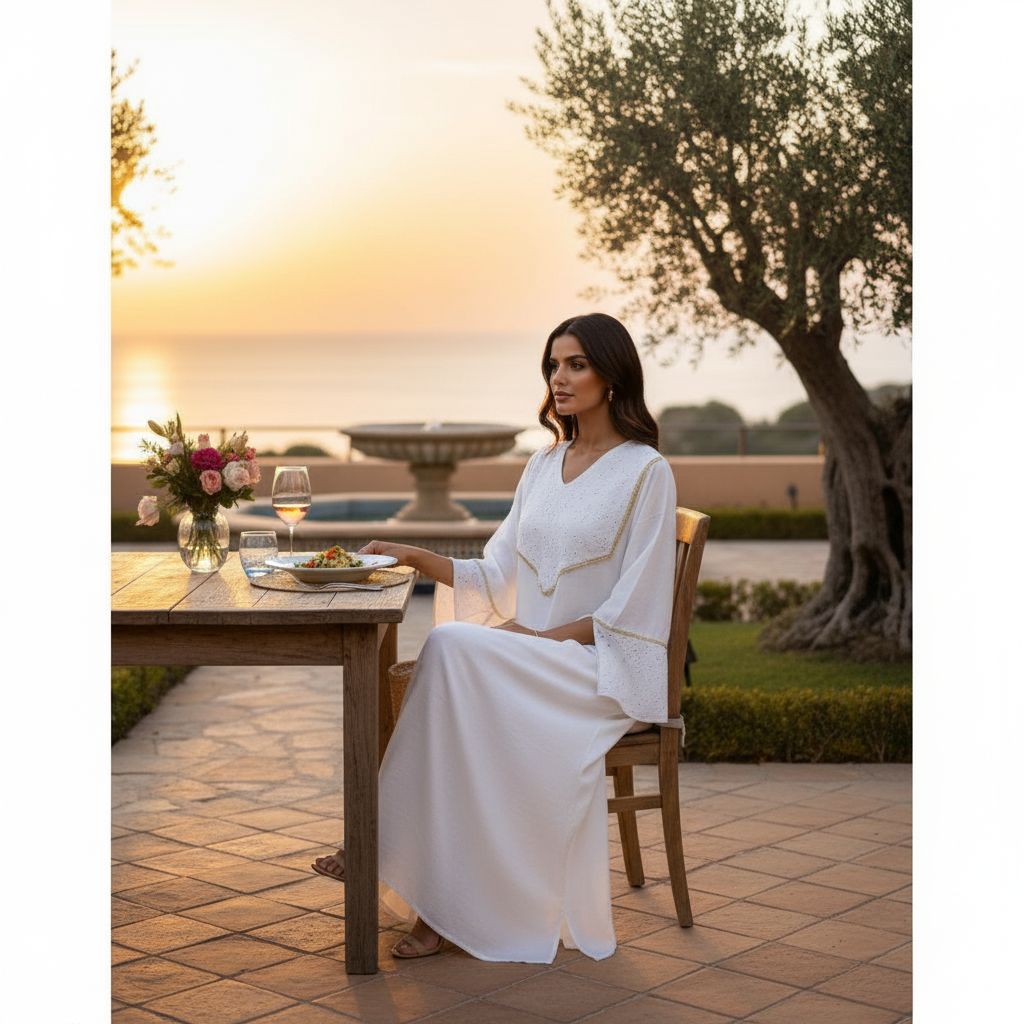 Kaftan blanc élégant pour des occasions uniques et raffinées