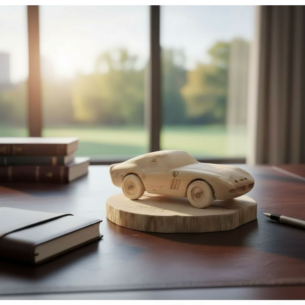 miniature Ferrari en bois artisanale pièce unique à collectionner