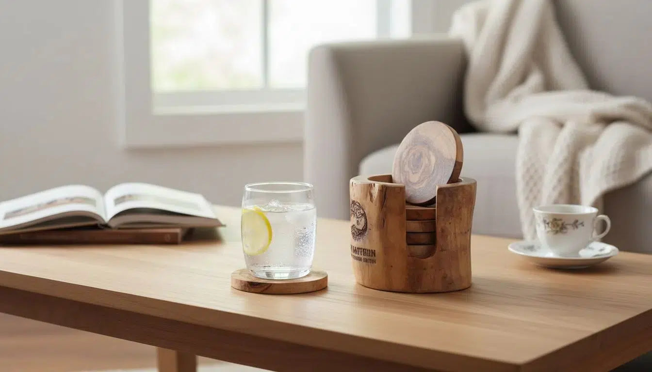 Sous verres bois en olivier design exclusif pour un accueil chaleureux