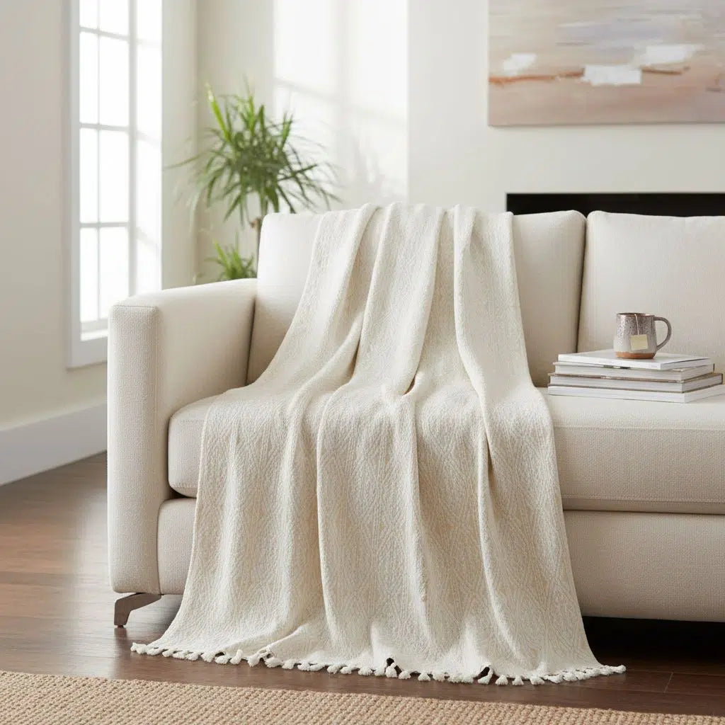 jeté jacquard haut de gamme en coton upcyclé (2 * 3m)